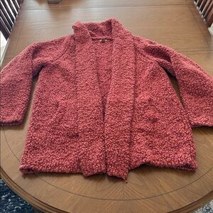 Barefoot Dreams Boucle Shawl Cardigan w/ Pockets Mahogany Red Orange size Xl EUC